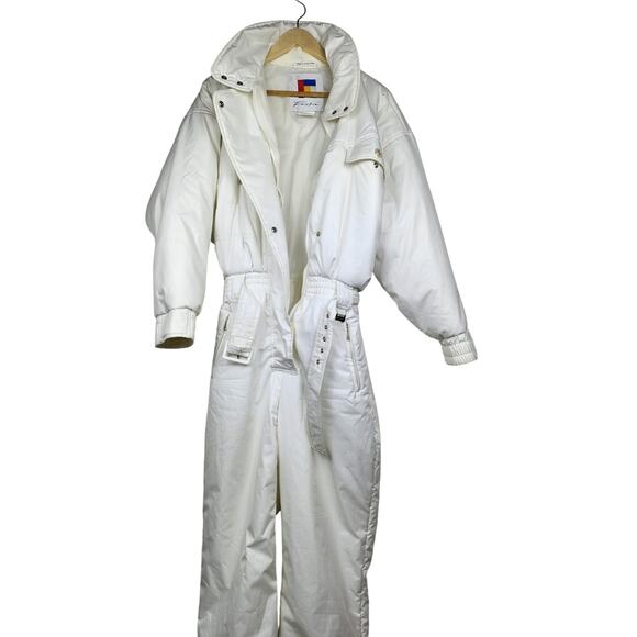 Vintage 80's/90'sWomen's Forte All White One Piece Ski Snowsuit Modern size 8/10 - Picture 3 of 12